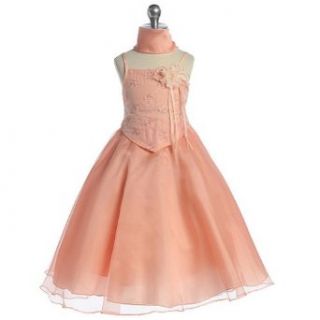 Girls Peach Floral Flower Girl Pageant Easter Dress 18 Chic Baby Clothing