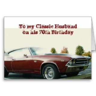 Husband's 70th Birthday, Vintage SS in burgandy Greeting Card