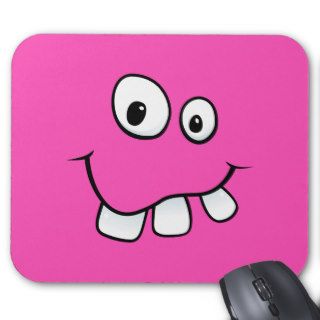 Goofy smiley face funny hot pink cartoon mousepad