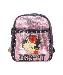 Betty Boop Sequin Backpack Pink & Black  Outdoor Backpack Reservoirs  Sports & Outdoors