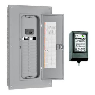 Square D by Schneider Electric Homeline 125 Amp 24 Space 24 Circuit Indoor Main Breaker Load Center with Cover with Surge Breaker SPD HOM24M125CSB