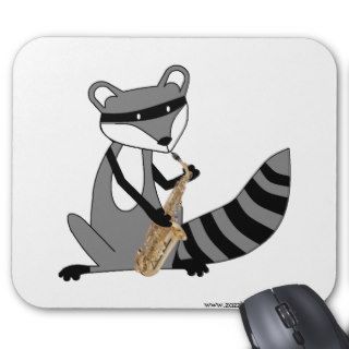 Raccoon Playing the Saxophone Mouse Pads