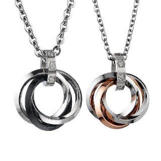 Titanium Steel Rings Engraved Pendant Necklace Color Rose Gold Jewelry