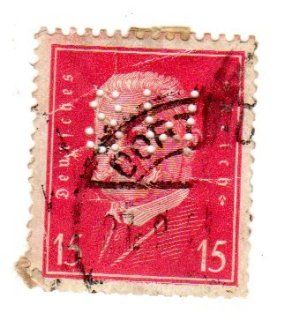Postage Stamps Germany. One Single 15pf Carmine Rose Pres. Paul von Hindenburg Stamp Dated 1928 32, Scott #374.: Everything Else