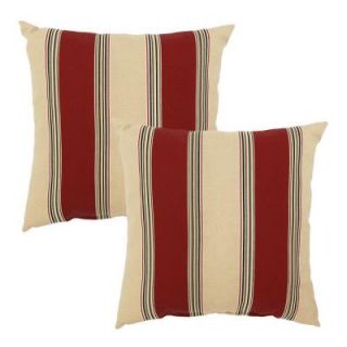 Hampton Bay Chili Stripe Outdoor Throw Pillow (2 Pack) 7050 02298000