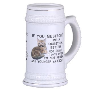 Ask The Kitten With A Mustache A Question Coffee Mugs