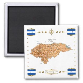 Honduras Map + Flags Magnet