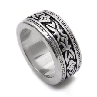 K Mega Jewelry Stainless Steel Silver Colour Tribal Style Ring Size 8 9 R384 (9): Jewelry
