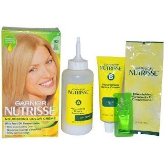 Garnier Nutrisse Nourishing Color Treatment with Fruit Oil Concentrates, Level 3 Permanent, Light Beige Blonde 92  Body Scrubs  Beauty