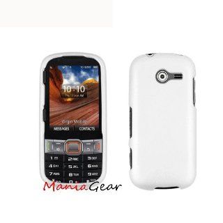 [ManiaGear] White Rubberized Shield Hard Case for Samsung Montage/Array M390 (Sprint/Boost Mobile/Virgin Mobile): Cell Phones & Accessories