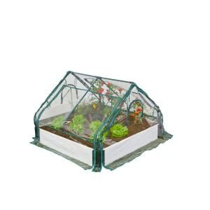 Frame It All 4 ft. x 4 ft. x 8 in. Classic White Raised Garden Bed with PVC Greenhouse DISCONTINUED 300001203