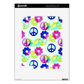 Groovy Hippie Peace Signs Flower Power Aqua Decal For The iPad 2
