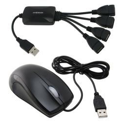 Ergonomic Optical Scroll Wheel Mouse/ 4 port Octopus USB Hub Eforcity USB & Firewire Hubs