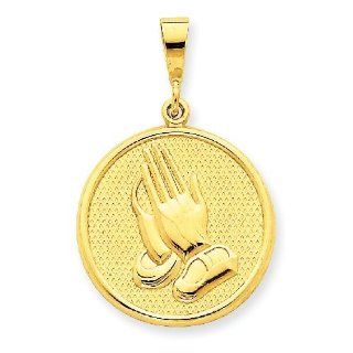 14k Gold Praying Hands & Serenity Prayer Pendant: Jewelry