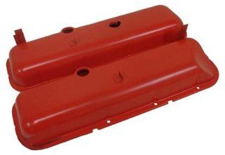 1965 72 Chevy Big Block 396 427 454 Short OEM Style (Recessed Corner) Steel Valve Covers   Orange w/ Dripper Rails: Automotive
