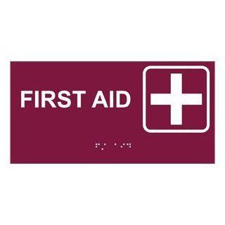 ADA First Aid Braille Sign RSME 350 SYM WHTonBRG Emergency Response  Business And Store Signs 