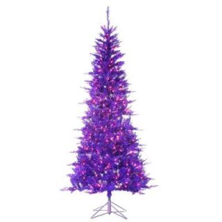 Sterling, Inc. 7.5 ft. Pre Lit Purple Tiffany Tinsel Artificial Christmas Tree with Purple Lights 6015 75PR