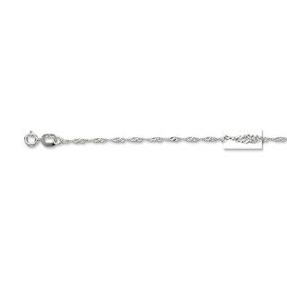 14K 24" White Gold 1.0mm Polish Diamond Cut Singapore Chain With Spring Ring Clasp: Chain Necklaces: Jewelry