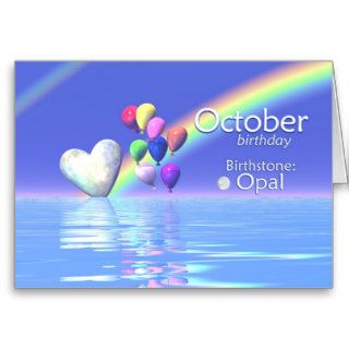 October Birthday Opal Heart Cards