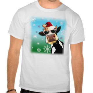 Moooootiful Christmas Cow Santa Hat Shirt