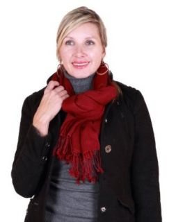 Pashmina Silk Scarf Shawl 80" L x 28" W 9 Color Options (PORT WINE 406) at  Womens Clothing store