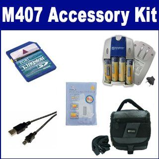 HP PhotoSmart M407 Digital Camera Accessory Kit includes: ZELCKSG Care & Cleaning, SDC 27 Case, KSD2GB Memory Card, USB5PIN USB Cable, SB257 Charger : Camera & Photo