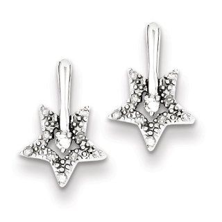 Sterling Silver Diamond Star Post Earrings: Jewelry
