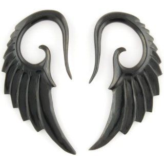 Pair of Horn Fallen Angels: 00g: Body Piercing Plugs: Jewelry