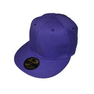 Plain Purple Fitted Flat Peak Baseball Cap 7 5/8": Everything Else
