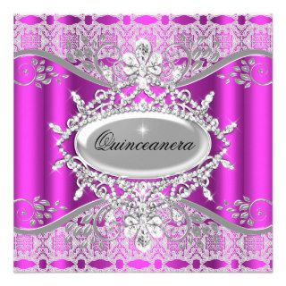 Pink White Lace Quinceanera 15th Birthday Personalized Announcement