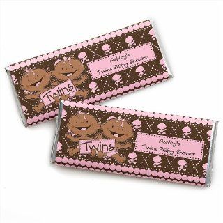 Twin Modern Baby Girls African American   Personalized Baby Shower Candy Bar Wrapper Favors Toys & Games