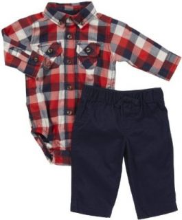 Carter's 2 pc Bodysuit Pant And Woven Shirt   Navy  3 Months: Clothing
