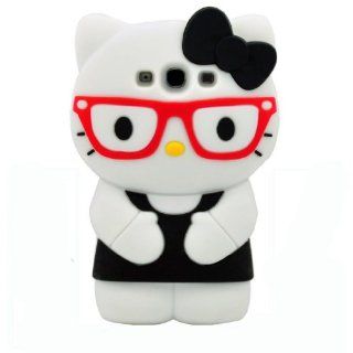 BYG Black wearing glasses 3d Hello Kitty for Samsung Galaxy S3 I9300 Soft Case Cover + Gift 1pcs Phone Radiation Protection Sticker: Cell Phones & Accessories