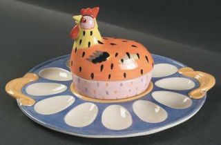 Pfaltzgraff Pistoulet Sculpted Deviled Egg w/Covered Bowl, Fine China Dinnerware