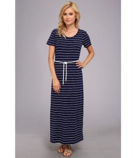 Ninety Thin Stripe Short Sleeve Maxi Kimono Womens Dress (Blue)