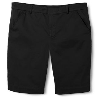 Pure Energy Womens Plus Size 11 Rolled Cuff Chino Shorts   Black 24W