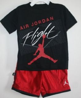 Nike Jordan Jumpman Toddler Boy's 'Air Jordan Flight' Short Set   Black/Red (2T) Sports & Outdoors