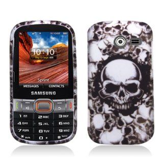 Aimo Wireless SAMM390PCLMT237 Durable Rubberized Image Case for Samsung Array/Montage M390   Retail Packaging   White Skulls: Cell Phones & Accessories