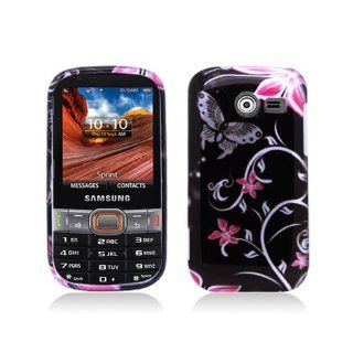 Black Pink Flower Butterfly Hard Cover Case for Samsung Array Montage SPH M390: Cell Phones & Accessories