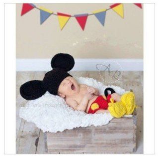 Black Yellow Mickey Baby Costume Crochet Beanie Animal Hat Cap Photo Photography Prop Toddler Knit : Baby Nursery Decor Gift Sets : Baby
