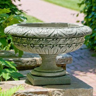 Campania International Longwood Rosette Cast Stone Urn Planter   P 468 AL : Patio, Lawn & Garden