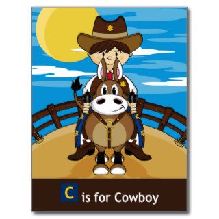 C is for Cute Cowboy Scene Postcards