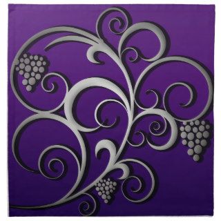 Cute Retro Swirls, Silver Blue Purple Cloth Napkin