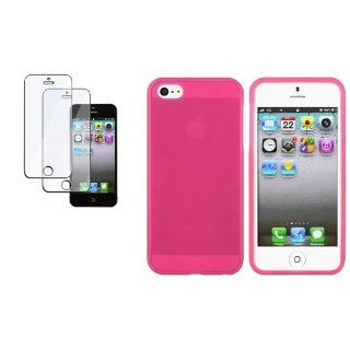CommonByte Pure Hot Pink Clear Ultra Thin Rubber Case+2pcs Set Screen Guard For iPhone 5: Cell Phones & Accessories