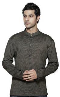 Akkriti Mens Indian Ethnic Cotton Stripe Short Kurta Tunic Black 44 at  Mens Clothing store: World Apparel