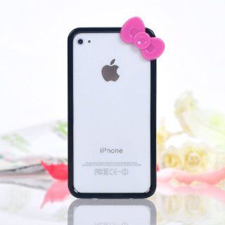 Black Bow Tie iphone 4 4S Bumper Case + Cute Nerd Glasses Frames with Bow Tie Bow Knot Cat Eyes for Girls Black with Red Bow Tie NO LENSES 