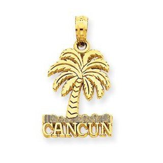 14k Gold Cancun Palm Tree Pendant: Jewelry