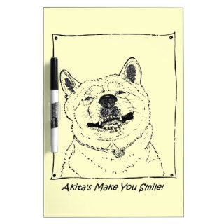 funny cute akita drawing dog art dry erase board