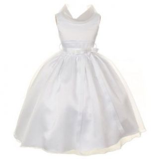 Kids Dream White Satin Organza Communion Dress Little Girls 4: Special Occasion Dresses: Clothing