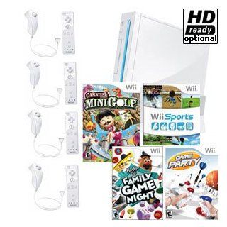 Nintendo Wii Console 4 Player Bundle (Brand New) + Game Party + Carnival Games: Video Games